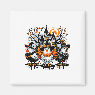 Halloween Chickens Farmer Chicken Girl Magnet
