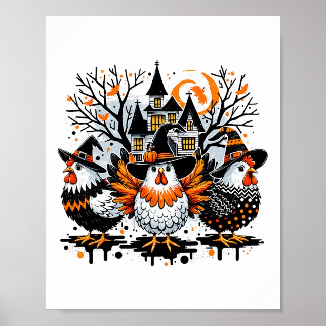 Halloween Chickens Farmer Chicken Girl Poster (Framsidan)
