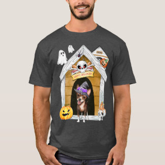 Halloween Chihuahua Dog Witch Haunted House T Shirt