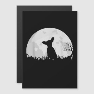 Halloween Chihuahua Dräkt Present Måne Rolig Magnetisk Inbjudningskort