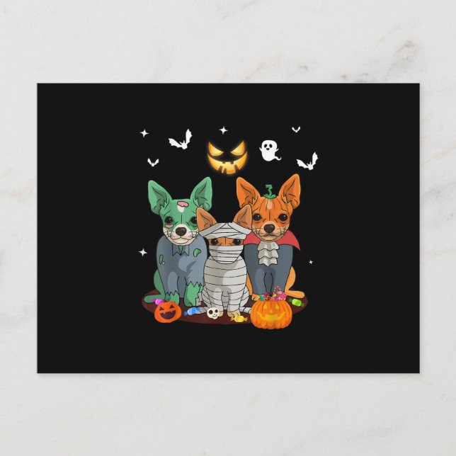 Halloween Chihuahua Hund Häxa Söt Present Dachshun Meddelande Vykort (Framsida)