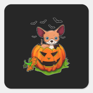 Halloween Chihuahua Hundälskare Pumpkin Grunge Jac Fyrkantigt Klistermärke