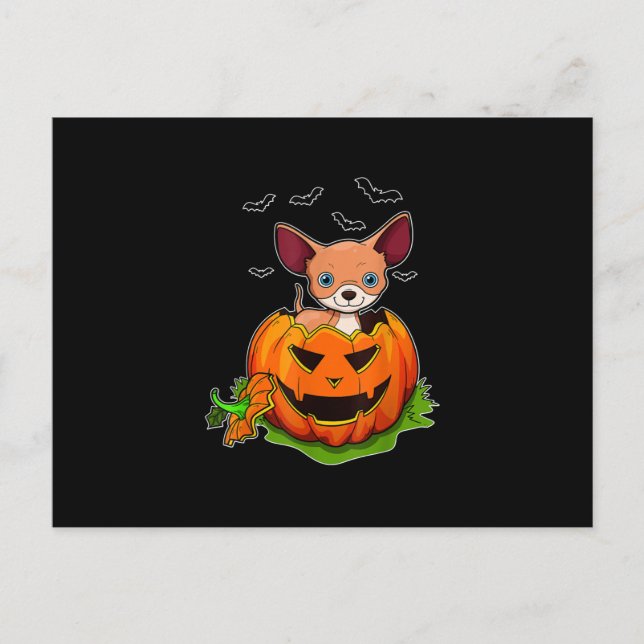 Halloween Chihuahua Hundälskare Pumpkin Grunge Jac Helg Vykort (Framsida)