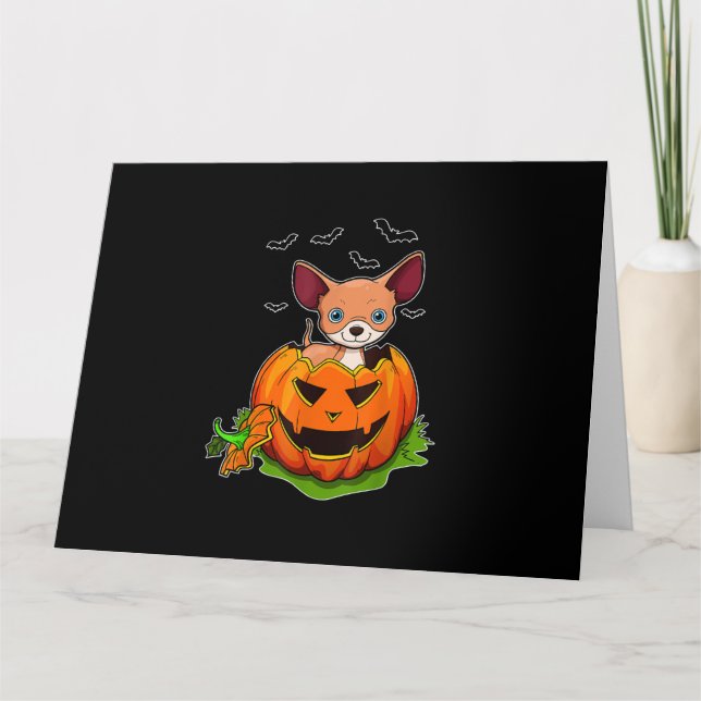 Halloween Chihuahua Hundälskare Pumpkin Grunge Jac Kort (Framsida)