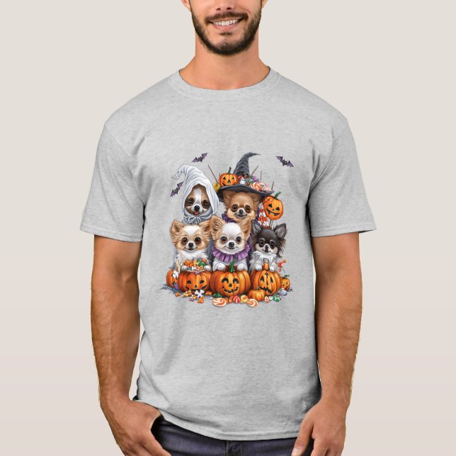 Halloween Chihuahua Hundar T Shirt (Framsida)