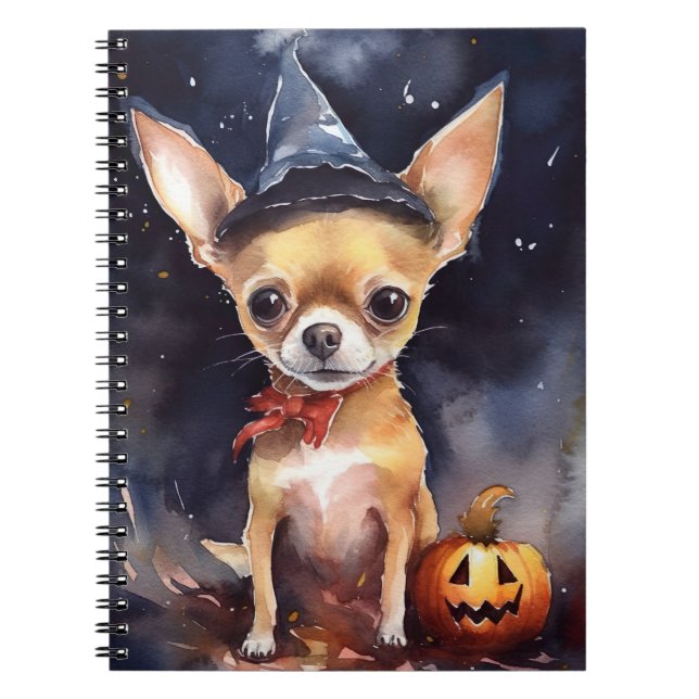 Halloween chihuahua med pumpor Scary Anteckningsbok (Framsidan)