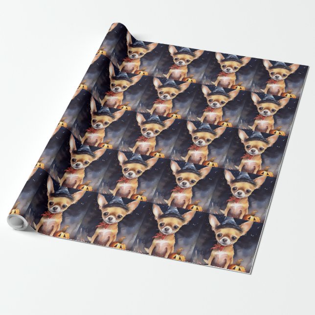 Halloween chihuahua med pumpor Scary Presentpapper (Utrullad)