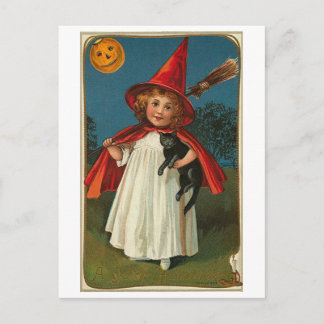Halloween Child och Black Cat Vykort