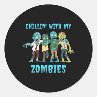 Halloween Chillin med mina Zombies Boys Girls Kids Runt Klistermärke