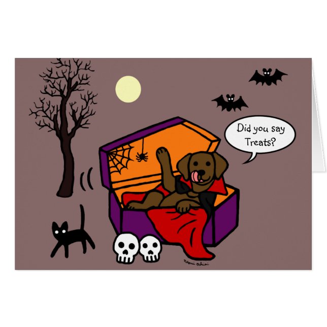 Halloween Chocolate Lab Vampire Hälsningskort (Framsidan Horizontal)