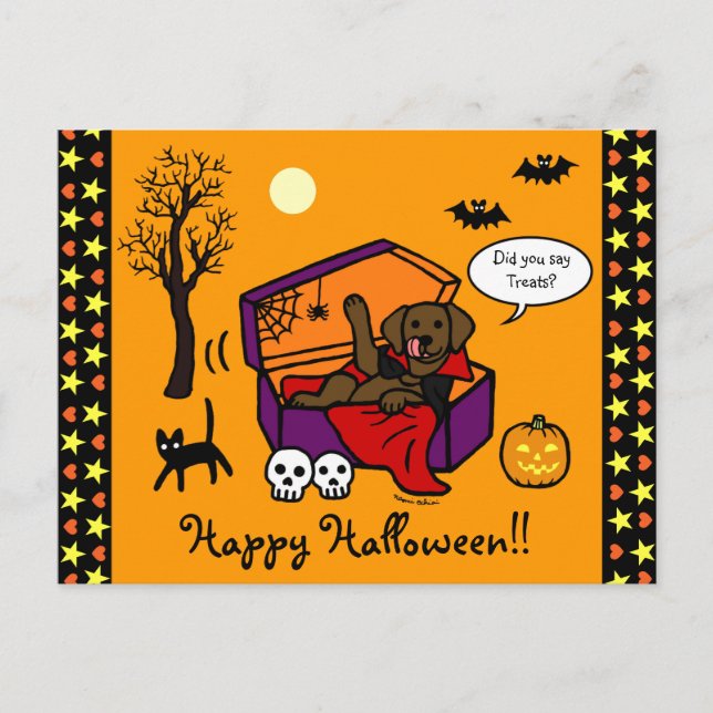 Halloween Chocolate Lab Vampire Vykort (Framsida)