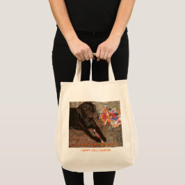 Halloween Chocolate Labrador Hund med Sweet Tooth Tygkasse