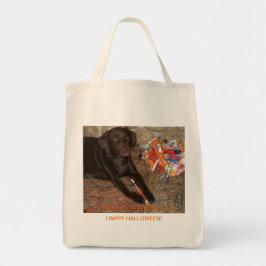 Halloween Chocolate Labrador Hund med Sweet Tooth Tygkasse