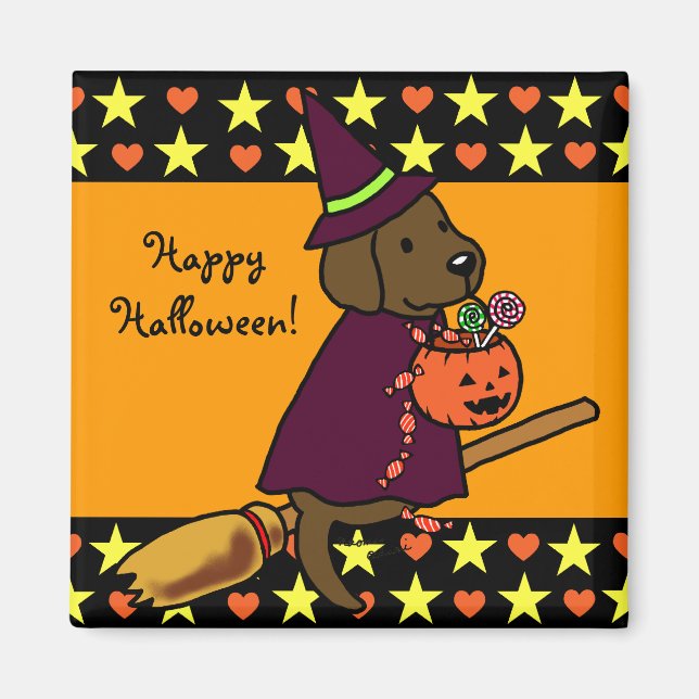 Halloween Chocolate Labrador Tecknad 1 Magnet (Framsidan)