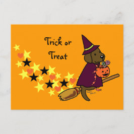 Halloween Chocolate Labrador Tecknad 1 Vykort