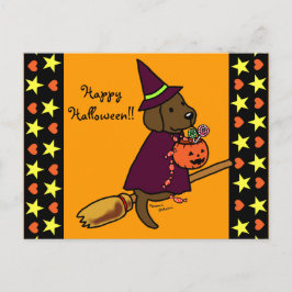 Halloween Chocolate Labrador Tecknad 1 Vykort