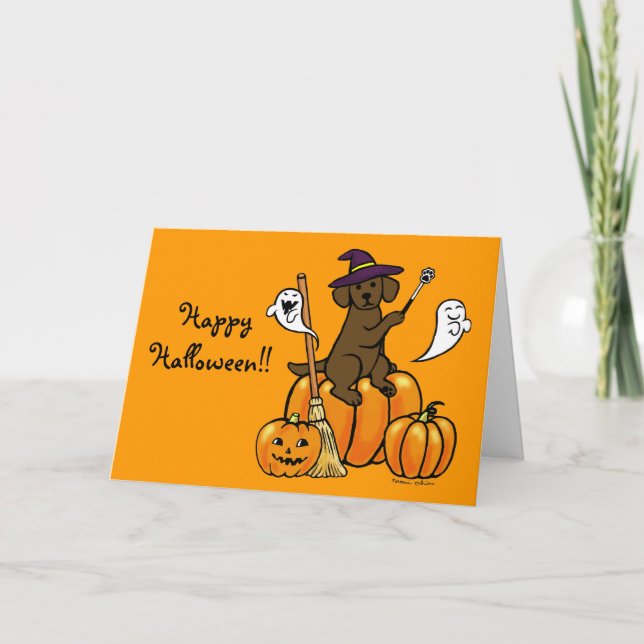 Halloween Chocolate Labrador Tecknad 2 Kort (Framsida)