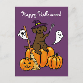 Halloween Chocolate Labrador Tecknad 2 Vykort
