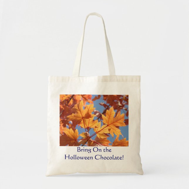 Halloween Choklad! handväsk Orange Höstlöv Tygkasse (Framsidan)