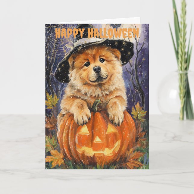 Halloween Chow Chow Hund Helgkort (Framsida)