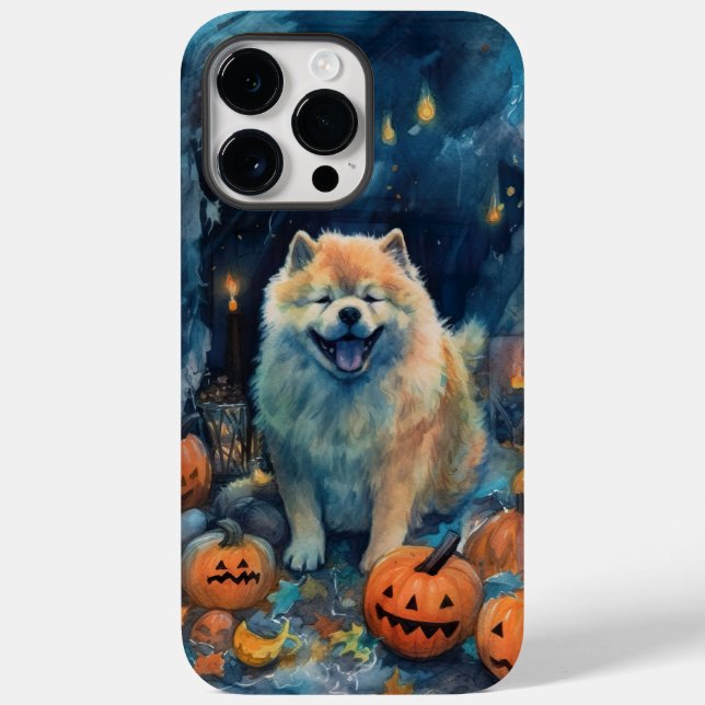 Halloween Chow Chow Med Pumpa Skräck  (Baksida)