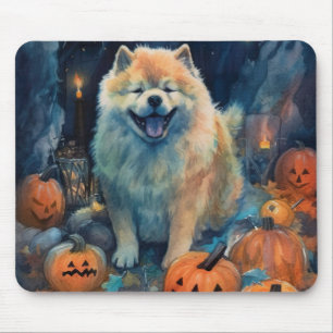 Halloween Chow Chow Med Pumpor Skräckinjagande Musmatta