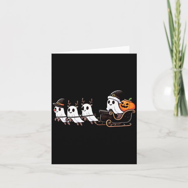 Halloween Christmas Santa's Reindeer Ghost Happy G Kort (Framsida)