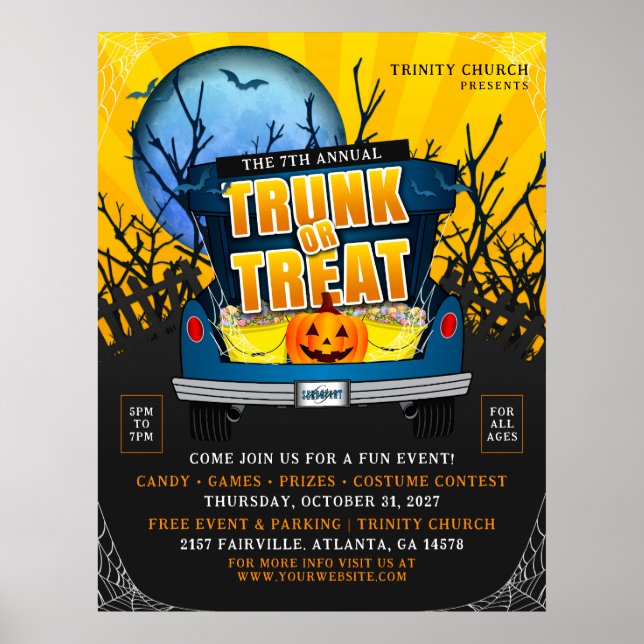Halloween Church Trunk eller Treat Event Poster (Framsidan)