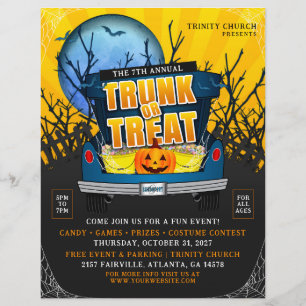 Halloween Church Trunk eller Treat Event Reklamblad