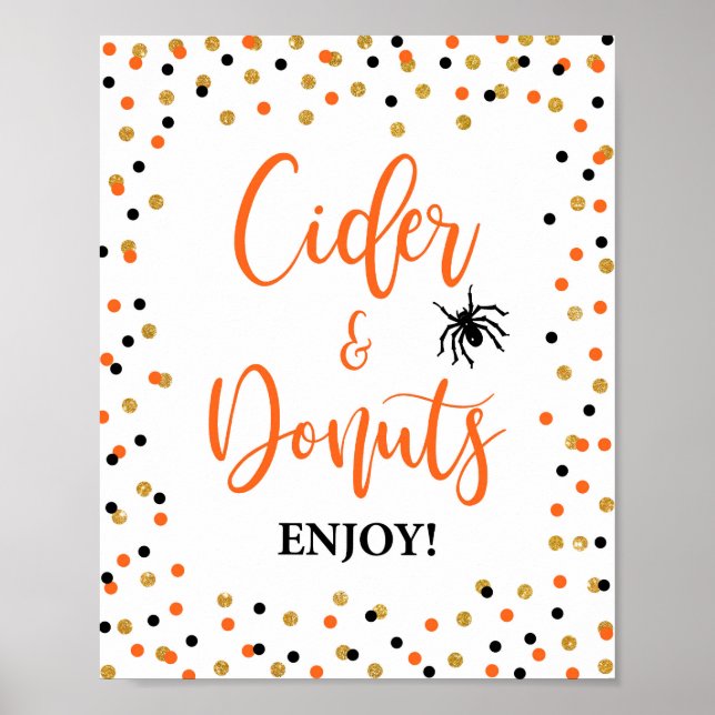 Halloween Cider & Donuts Party Sign Poster (Framsidan)