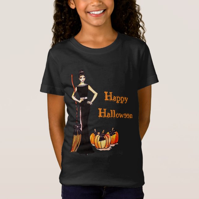 Halloween Classic Elegant Black Dress Mode T Shirt (Framsida)