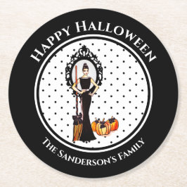 Halloween Classic Elegant Black Dress Polka dots Underlägg Papper Rund