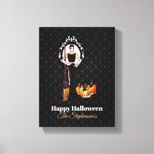 Halloween Classic Elegant Long Black Dress Canvastryck