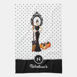 Halloween Classic Elegant Long Black Dress Mode Kökshandduk
