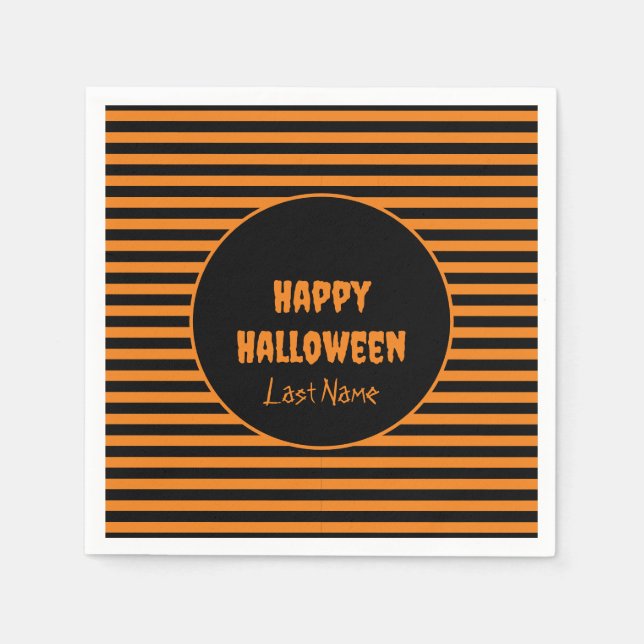 Halloween Classic Orange och Black Stripe Pappersservett (Framsidan)