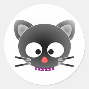 Halloween Classic Round Sticker/Cat Ansikte Runt Klistermärke