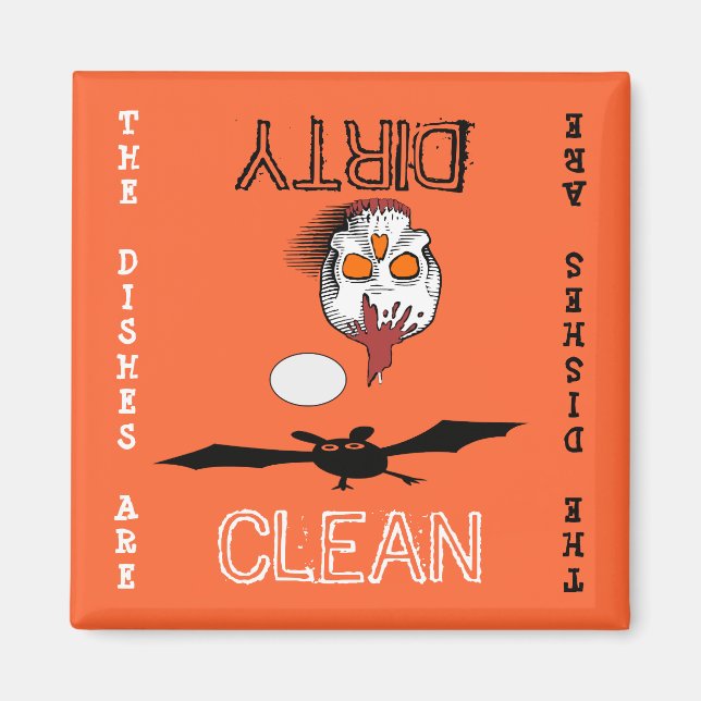 Halloween Clean Dirty Dishwasher Magnet (Framsidan)