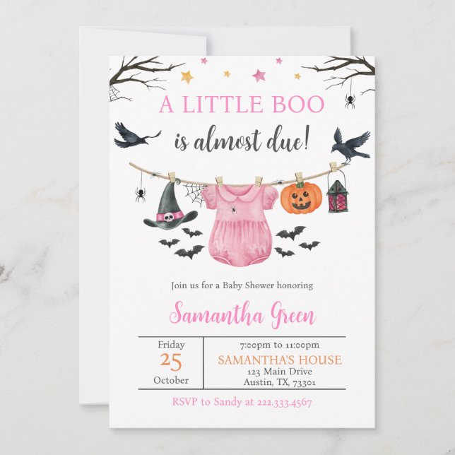 Halloween Clothes Little Boo Baby Shower Inbjudningar (Framsida)