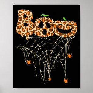 Halloween Clothes Spindelnät Fall Pumpkin Cheetah Poster