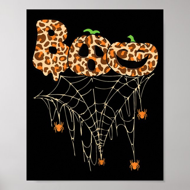 Halloween Clothes Spindelnät Fall Pumpkin Cheetah Poster (Framsidan)