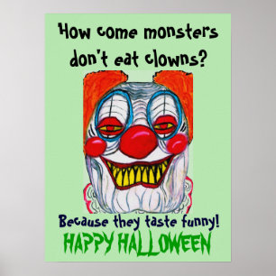 HALLOWEEN CLOWN FIEND-skämt poster