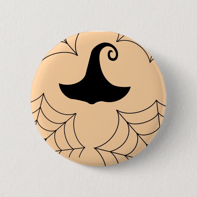 Halloween cobweb witches hatbricka knapp (Framsida)