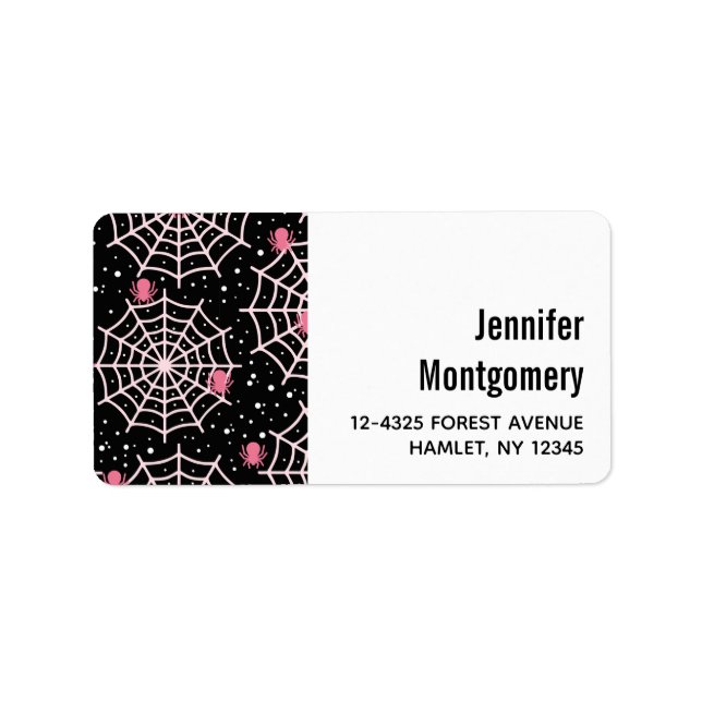Halloween Cobwebs & Spiders Mönster Adressetikett (Framsidan)