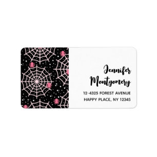 Halloween Cobwebs & Spiders Mönster Adressetikett