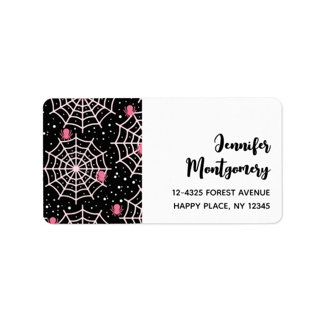 Halloween Cobwebs & Spiders Mönster Adressetikett (Framsidan)