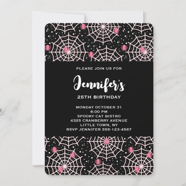 Halloween Cobwebs & Spiders Mönster Birthday Inbjudningar (Framsida)