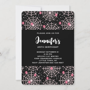 Halloween Cobwebs & Spiders Mönster Birthday Inbjudningar