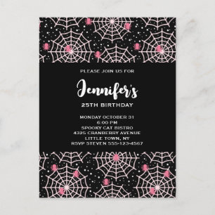 Halloween Cobwebs & Spiders Mönster Inbjudan Vykort