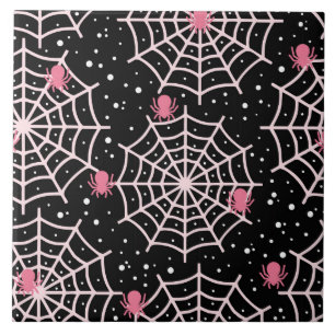 Halloween Cobwebs & Spiders Mönster Kakelplatta
