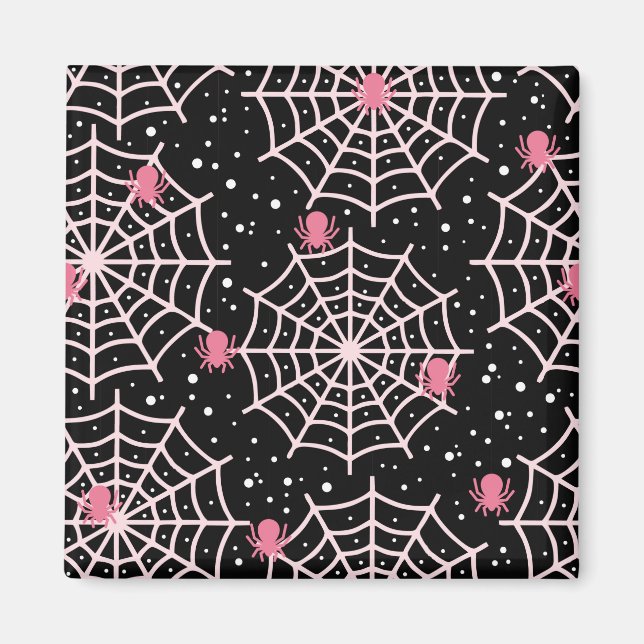 Halloween Cobwebs & Spiders Mönster Magnet (Framsidan)